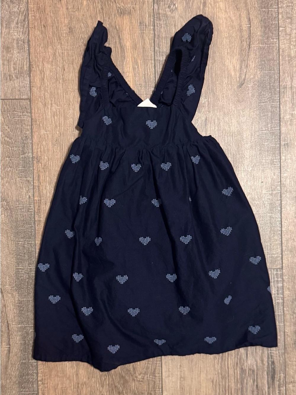GAP Navy Dress with Light Blue Heart Embroidery